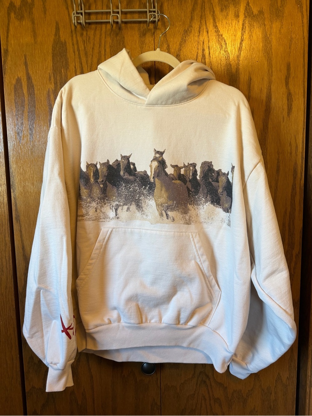 Cream Horse Graphic Hoodie Sweatshirt